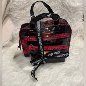 Kenneth Cole Reaction Black and Pink Croc-Embossed Backpack